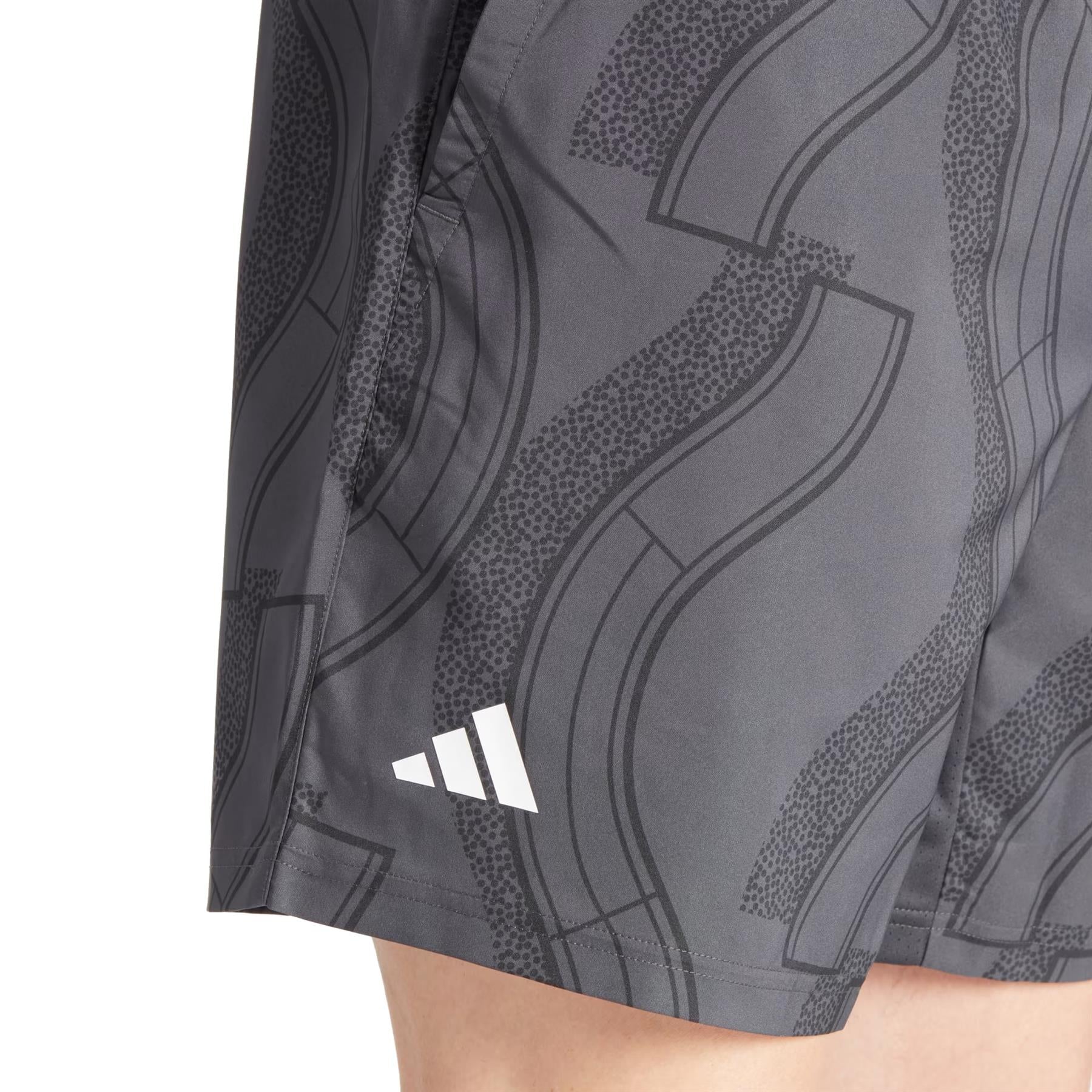 ADIDAS Club Graphic Mens Tennis Shorts - Carbon / Black - Logo