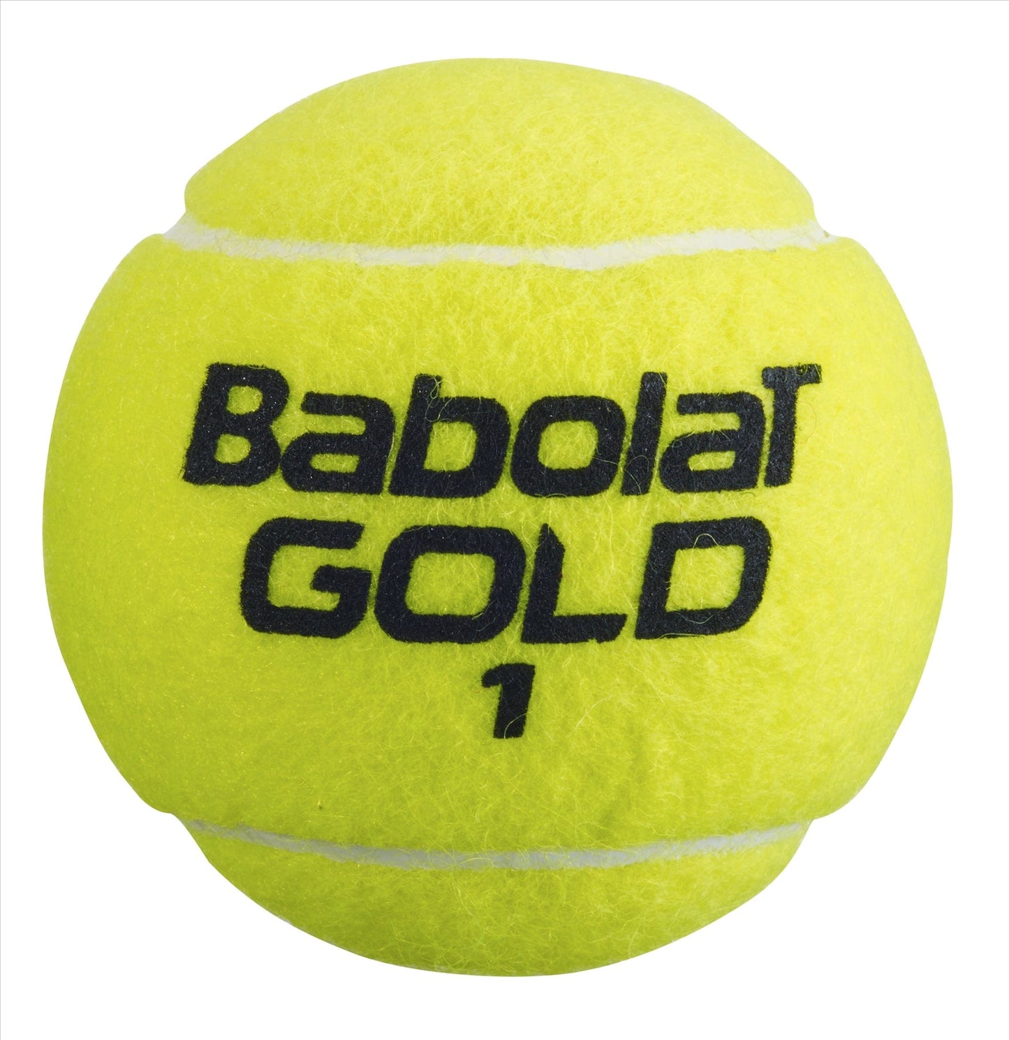 The Babolat EVO Gold Championship Tennis Ball, a vivid yellow pressurized ball with "Babolat GOLD 1" bolded in black on its surface, is well-known for its excellent durability.