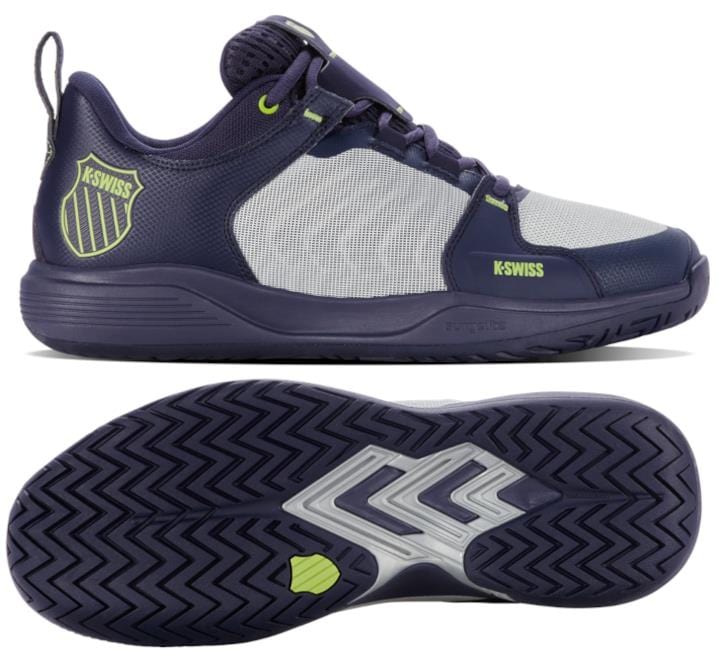 K-SWISS ULTRASHOT 3 - Tenisové boty na antuku - white/gray violet/lime K-SWISS ULTRASHOT 3 - Tenisové boty na antuku - white/gray violet/lime