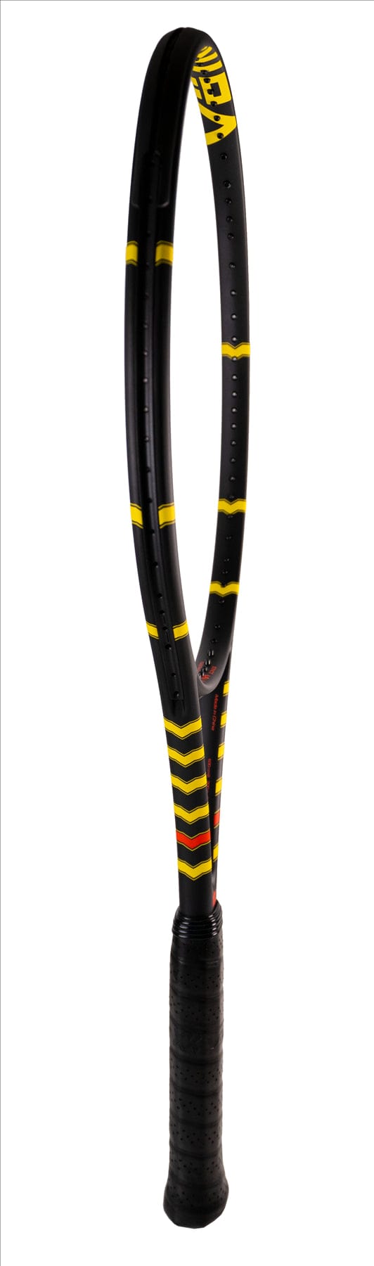 The Volkl C10 Pro 2022 Tennis Racket in black and yellow (frame only) incorporates Precise Power Technology for superior performance.