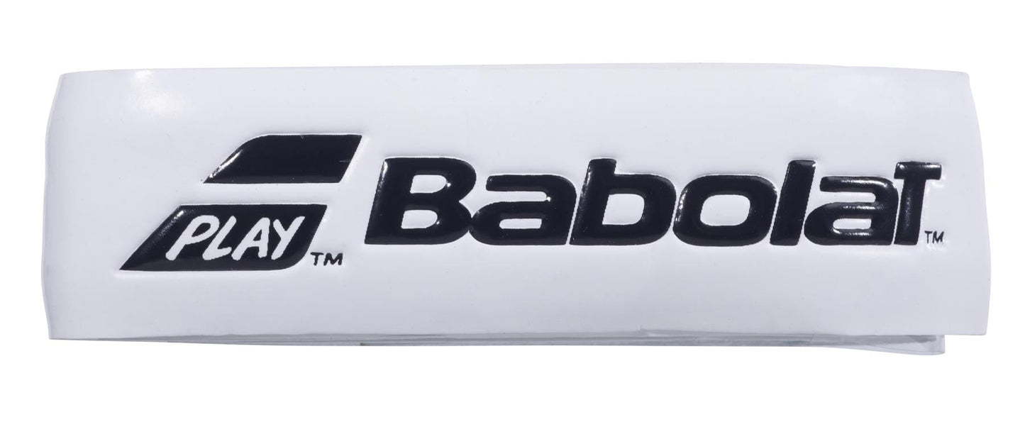 Babolat XCEL Gel X1 Replacement Tennis Grip in white, featuring a "Play" logo printed in black, is designed for maximum comfort.