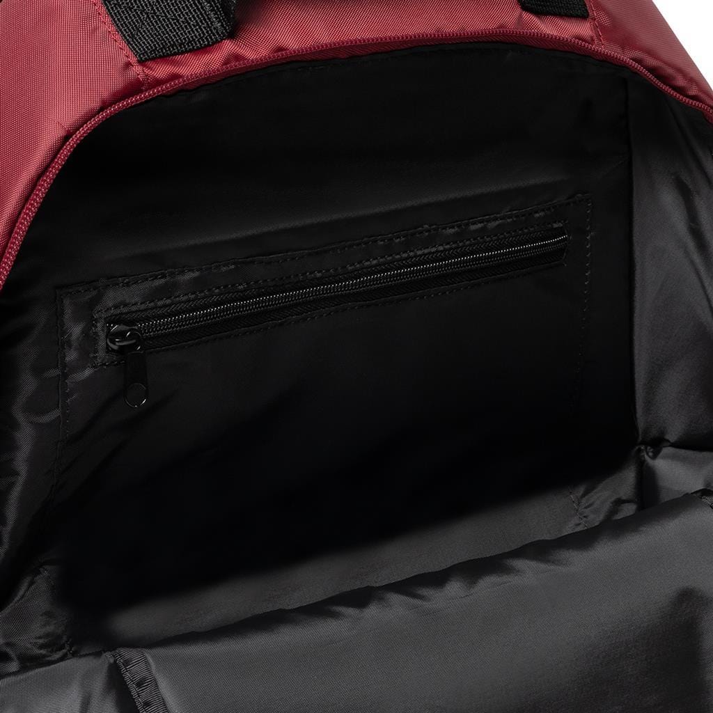 Here's a revised version of the sentence using the provided product data:
An interior view of the Dunlop CX Club Tennis Backpack in Black and Red reveals a sleek black interior featuring a zippered pocket on the back panel. It effortlessly accommodates your tennis or badminton essentials with both ease and style, making it an ideal choice for sports enthusiasts.