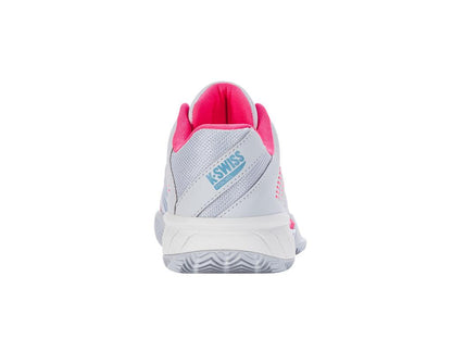 K-Swiss Express Light 3 HB Indoor Court Womens Tennis Shoes - Arctic / White / Neon Pink - Rear