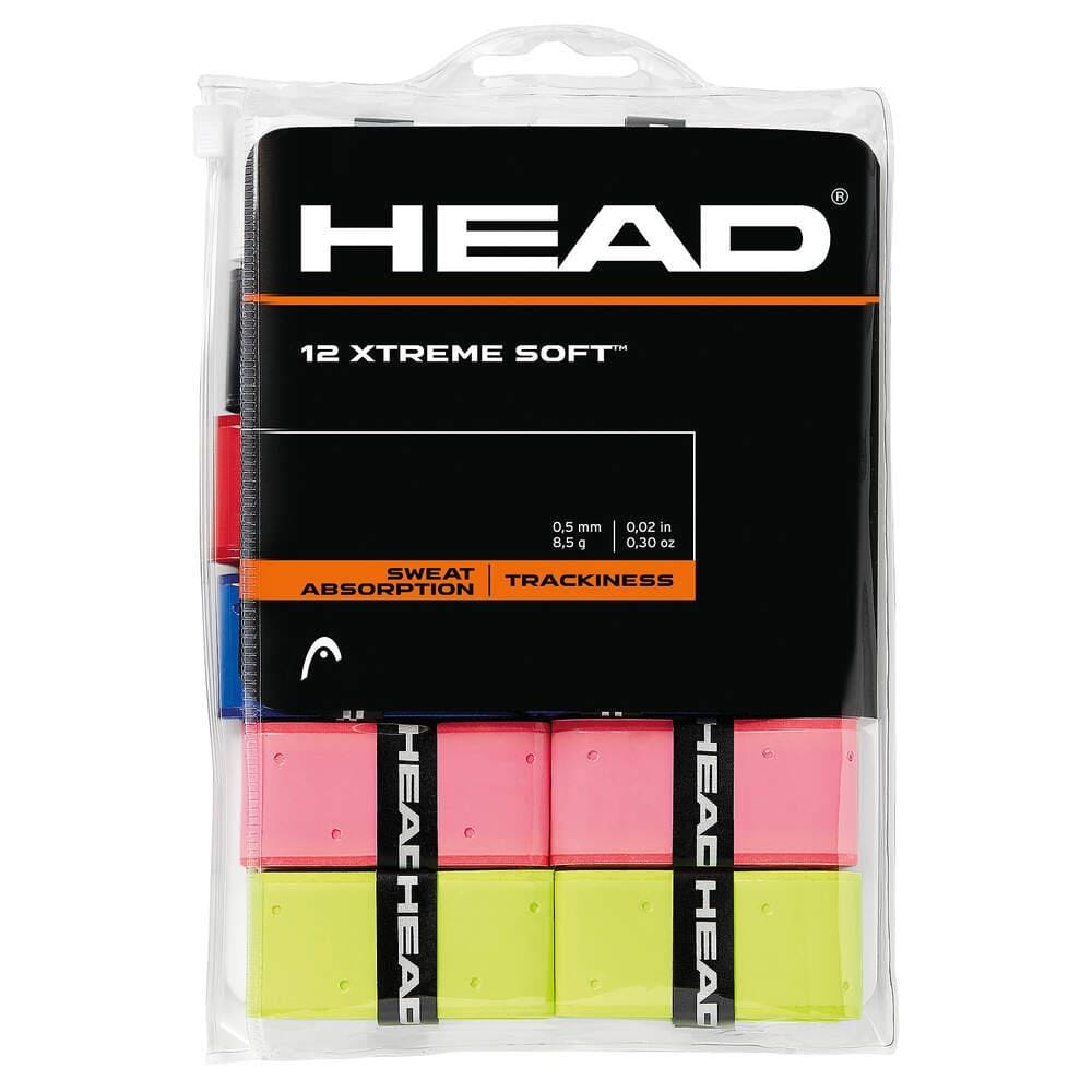 The HEAD Xtreme Soft Overgrip (12 Pack) - Mixed Colours offers vibrant overgrips engineered for maximum absorption and a tacky texture, boosting your game with both comfort and style.