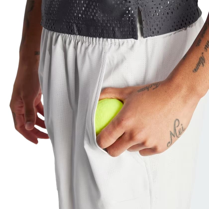 ADIDAS Melbourne Shorts & Inner Shorts Mens Tennis Set - Grey One / Carbon - Pockets