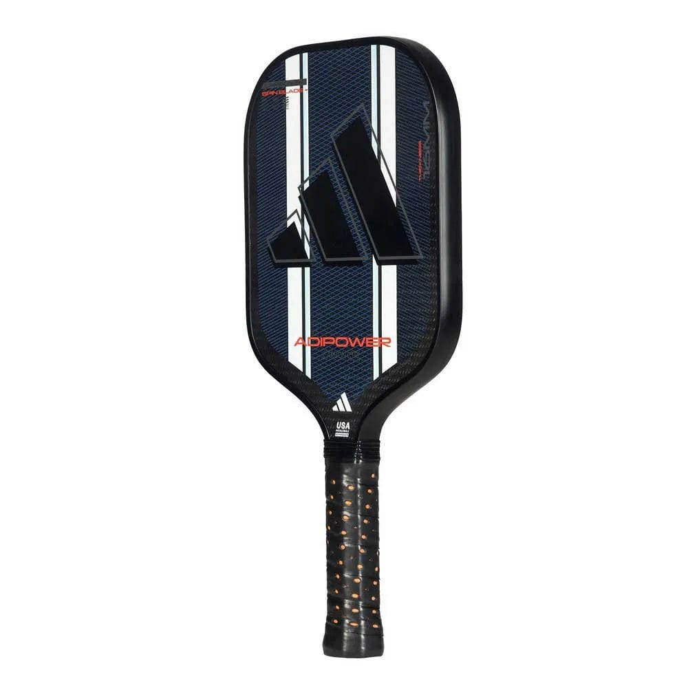 The adidas Adipower Carbon CTRL 3.3 Pickleball Paddle in black/blue showcases the bold adidas logo, with white stripes and "Adipower" detail—perfect for advanced players who value precision and control on the court.