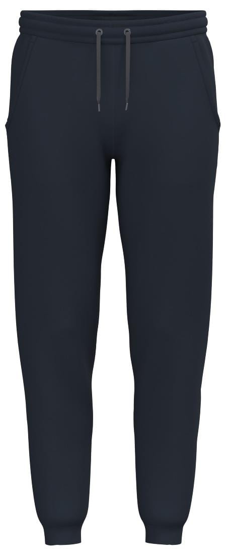 HEAD Club Original Men's Tennis Pants in navy, crafted from French terry for smooth comfort, feature an elastic waistband with drawstrings, side pockets, and elastic ankle cuffs—ideal for casual or tennis wear.