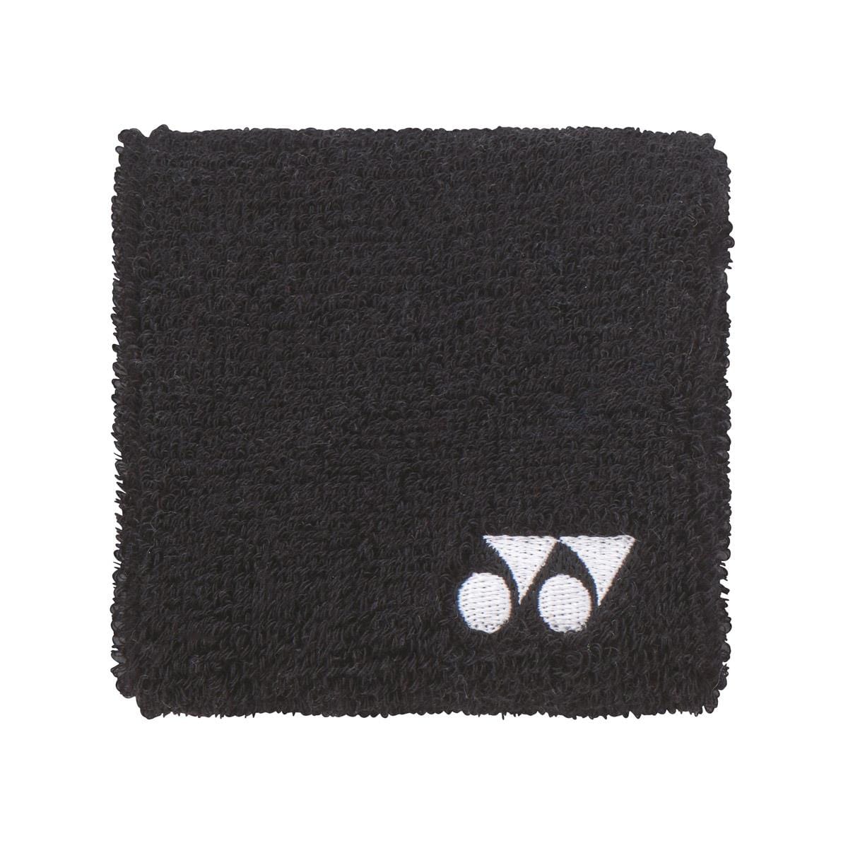 A Yonex AC493 Wristband in black featuring the brand's white logo in the bottom right corner. The fabric feels soft and textured, ensuring you stay cool and dry.