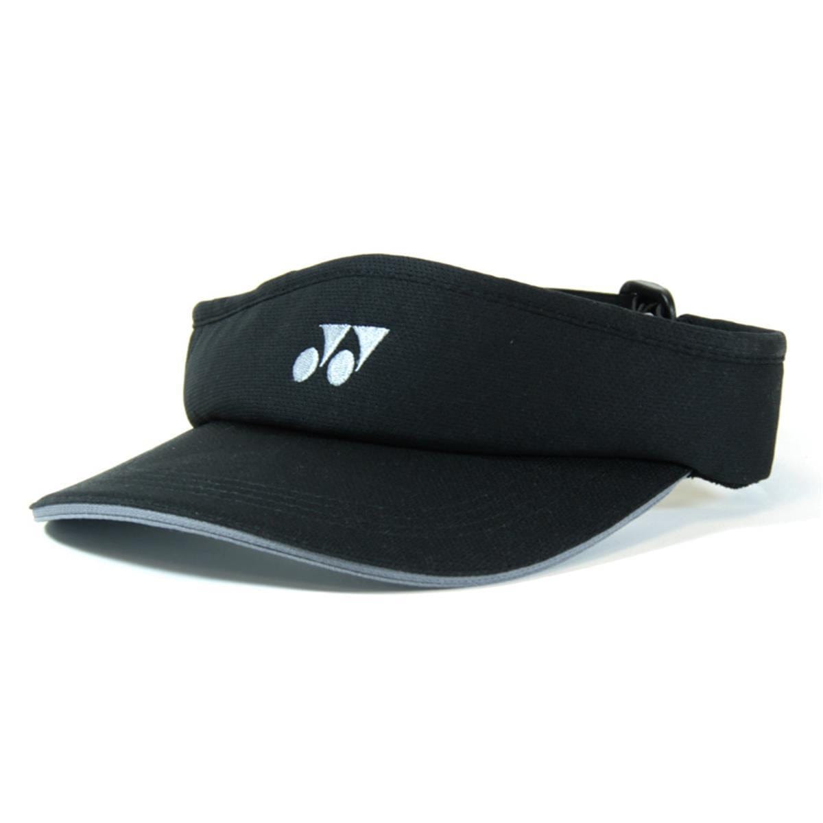 The Yonex W441 Visor in black is a fashionable sports accessory that features a grey underside for effective sweat absorption while providing shade for your eyes. With a sharp white logo on the front, this visor beautifully balances functionality and style.