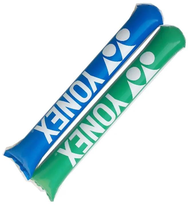 Yonex Inflatable Cheer Sticks—one blue, one green, both featuring the white "YONEX" logo—are placed diagonally and overlapping, making them perfect for badminton fans to show their support.