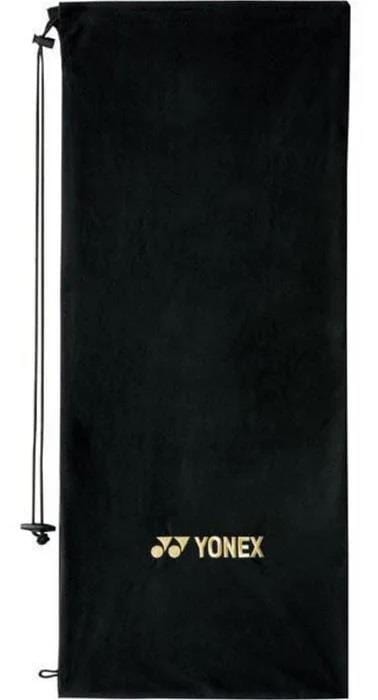 The Yonex AC540 Soft Tennis Racket Cover in black is made from durable polyester and showcases the Yonex logo and brand name in gold at the bottom, making it a stylish choice for your tennis gear.