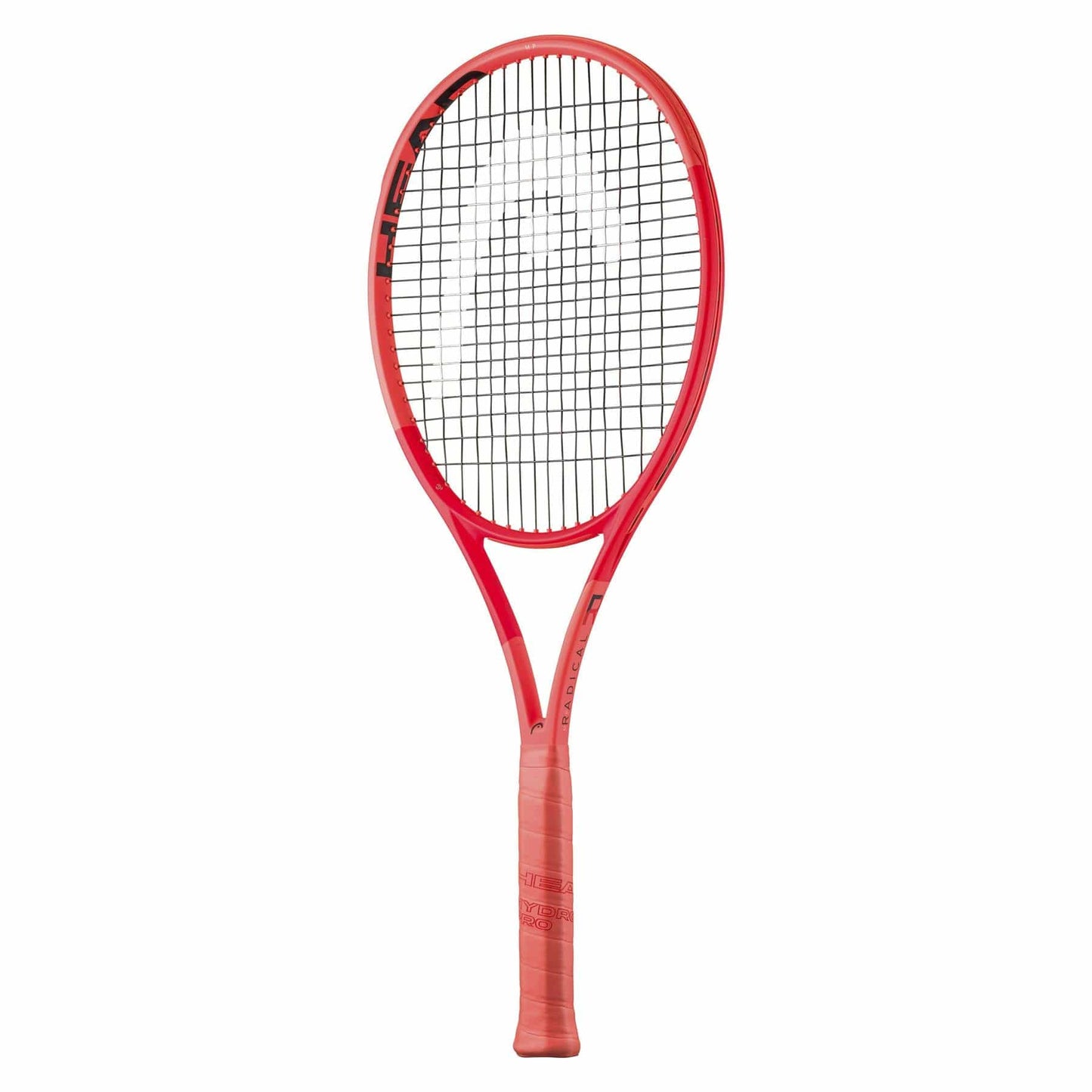 Elevate your all-court game with the HEAD Radical MP 2025 Tennis Racket—Orange. It boasts Auxetic 2.0 technology for enhanced playability, a textured grip for comfort, and a sleek design featuring an orange frame, black string grid pattern, and a white logo on the racket head.
