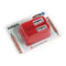 Twin pack of Karakal Tennis Wrist Bands in red, featuring super absorbent cotton material perfect for sports like tennis. The wristbands come in transparent packaging with visible branding labels, including the brand name, Karakal, and its website.