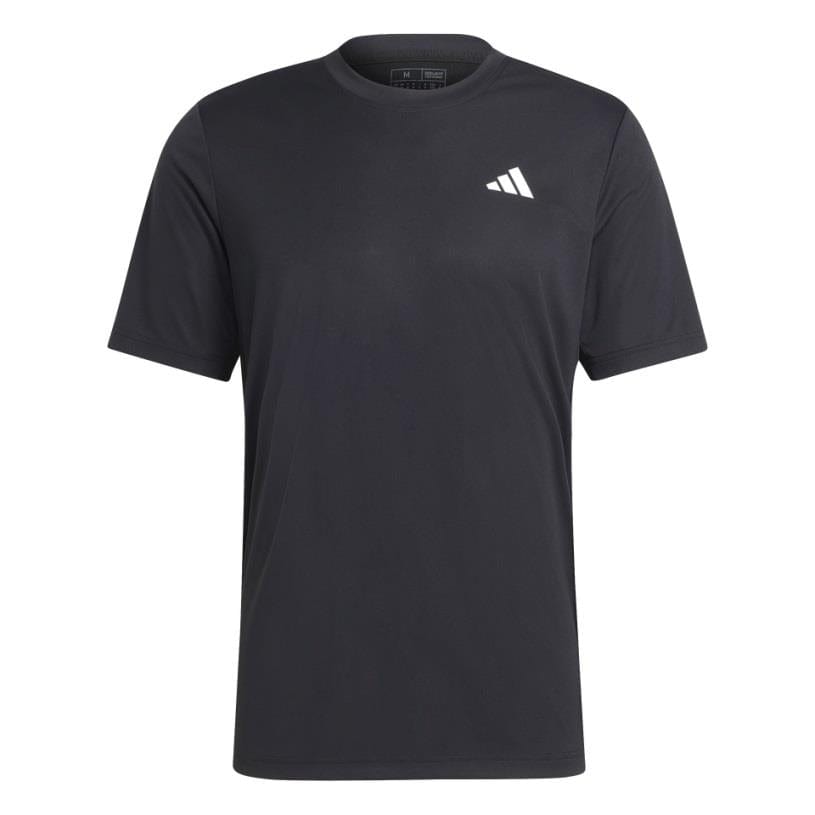 The ADIDAS Men's Club Tennis T-Shirt in black from adidas showcases a subtle white logo on the upper left chest. This design includes short sleeves and a crew neckline, featuring AEROREADY technology to ensure you stay cool and dry.