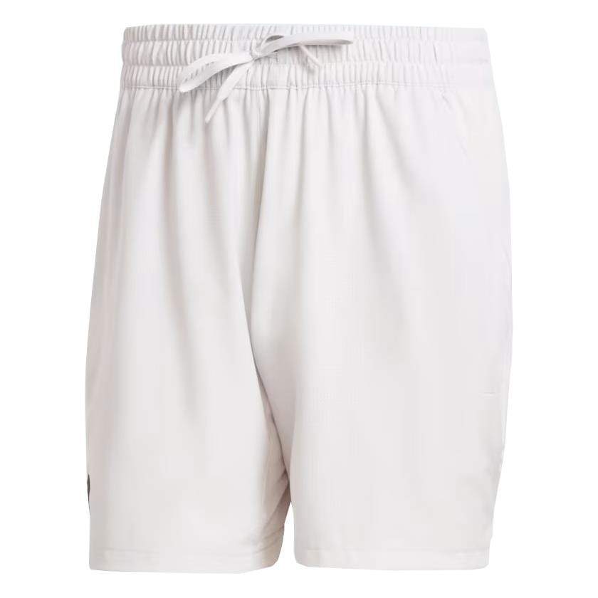 The ADIDAS Melbourne Shorts & Inner Shorts Men's Tennis Set in Grey One and Carbon features grey athletic shorts with an elastic waistband and drawstring. Made from recycled materials, the lightweight fabric ensures comfort for both sports and casual wear.