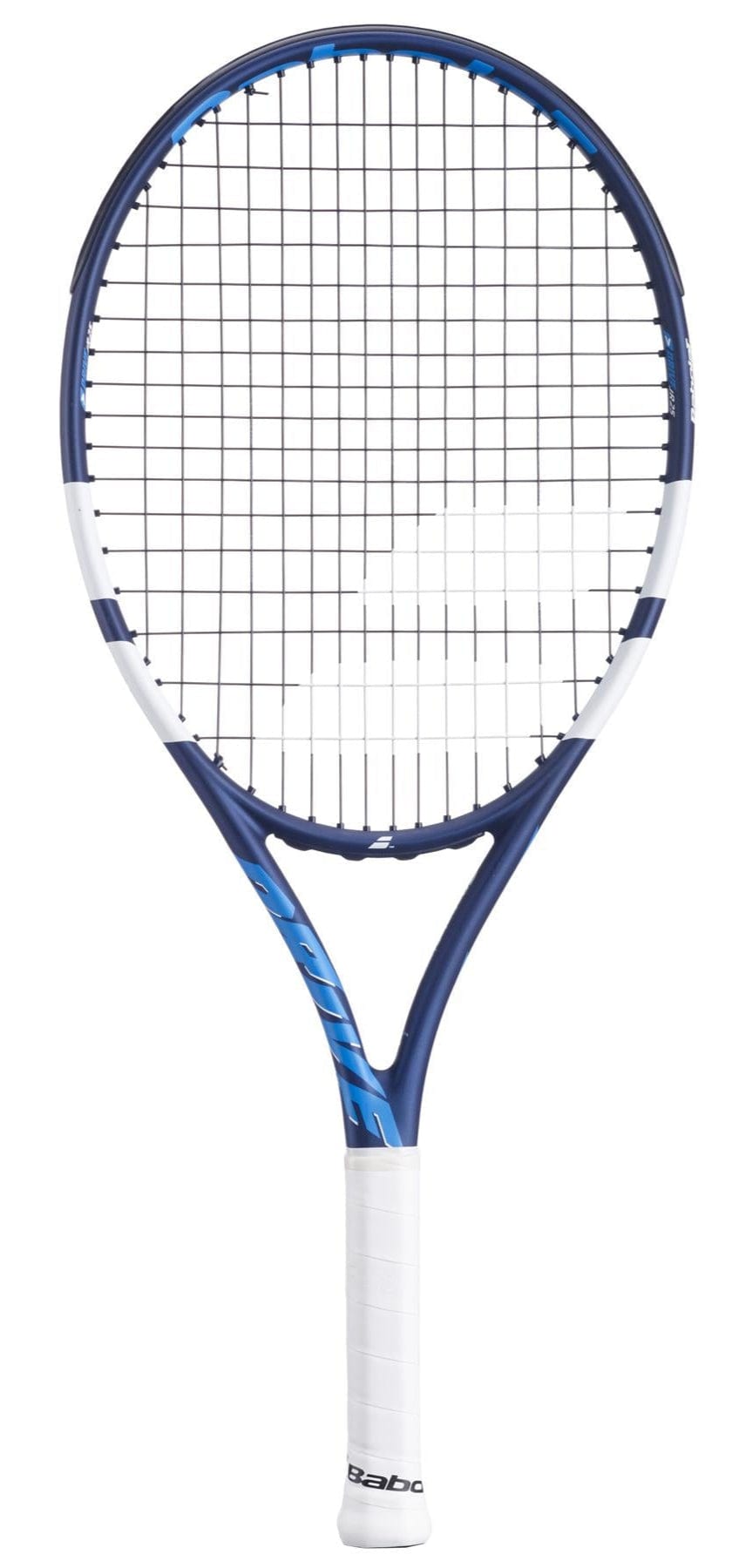 Meet the Babolat Drive Junior 25 Tennis Racket in blue/white, perfect for intermediate players. Its precision string grid and white grip make it ideal for competitive play.