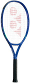 The Yonex EZONE 24 Junior Hybrid 2025 Tennis Racket in Blast Blue features a black grip, white strings, and a red "YY" logo at the center—making it the perfect kids’ graphite tennis racket.