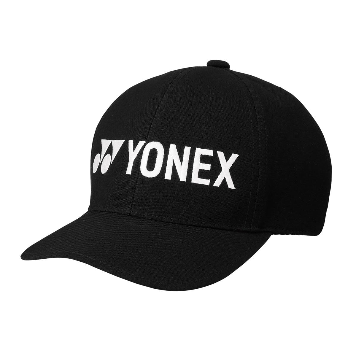 The Yonex 40063 Tennis Cap in black showcases the word "YONEX" in bold white uppercase letters and displays the renowned Yonex logo on its front. This cap is equipped with sweat-wicking technology to ensure comfort during intense matches.