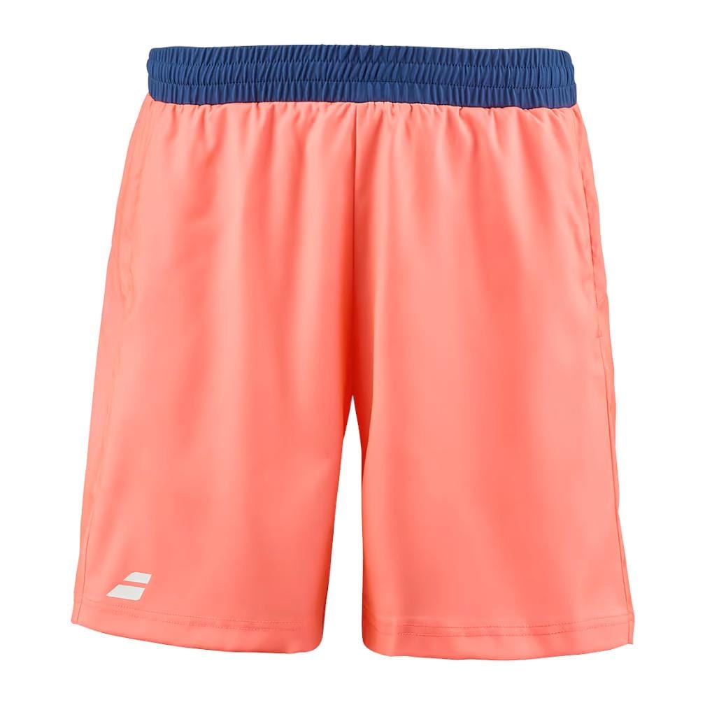 These vibrant Fluo Strike athletic shorts are inspired by the Babolat Play Men’s Tennis Shorts and feature an Estate Blue elastic waistband. A subtle white logo graces the bottom left corner. Crafted from smooth and lightweight Fiberdry fabric, they offer comfort and freedom, making them perfect for sports activities as well as casual outings.
