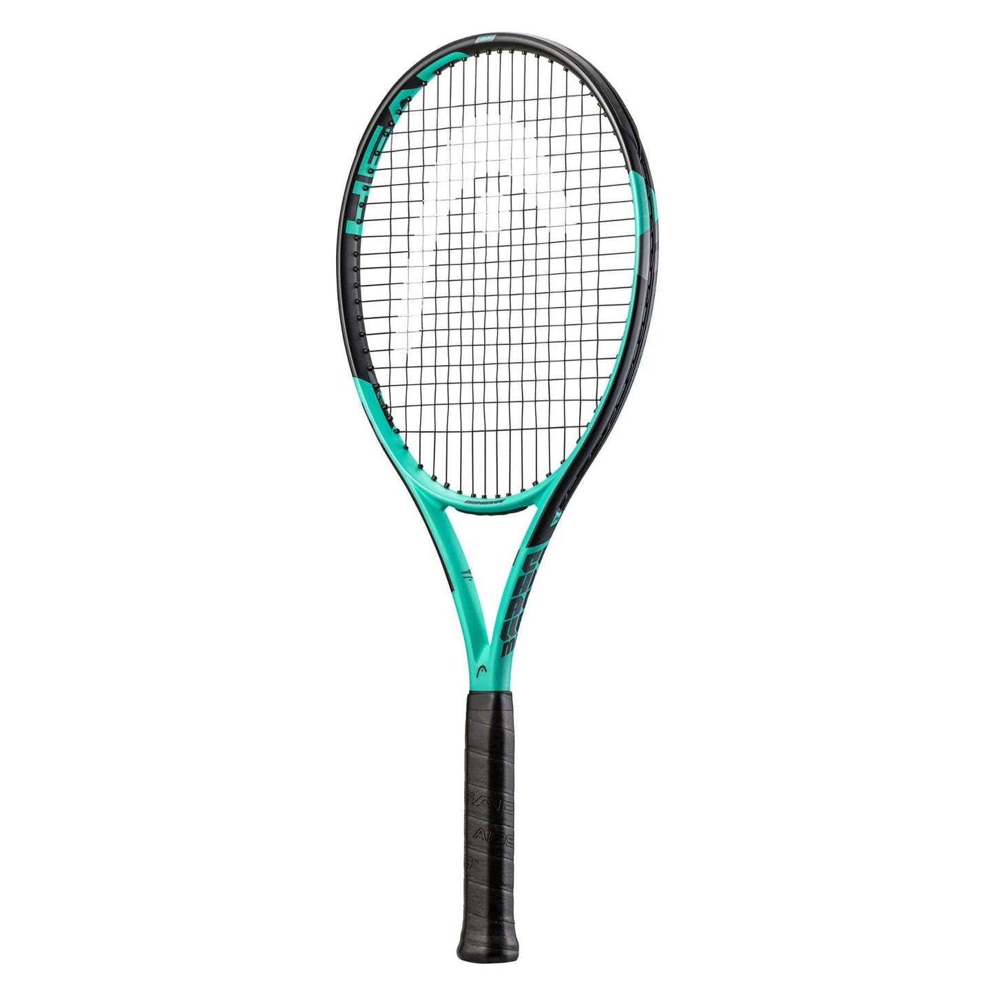 The HEAD IG Challenge MP Tennis Racket - Mint showcases a sleek frame crafted with Graphite Construction, highlighted by its mint color. It features performance-driven strings and is completed with black grip tape on the handle, making it perfect for modern tennis enthusiasts who value both precision and style.