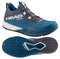 The HEAD Motion Pro Men's Pickleball Shoes (TBWH) are shown from the side and bottom in blue and gray, featuring a textured sole for grip, a white midsole, and "HEAD PICKLEBALL" branding, engineered for stability and durability.
