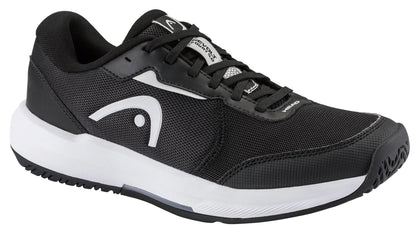 The HEAD Revolt Court 5.0 Mens Tennis Shoes - Black / White combine breathable mesh uppers with a stylish design, offering comfort and performance for men on the court.