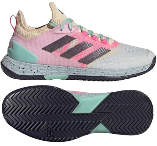 ADIDAS Adizero Ubersonic 4.1 Mens Tennis Shoes - Crystal White / Aurora Met / Semi Flash Aqua