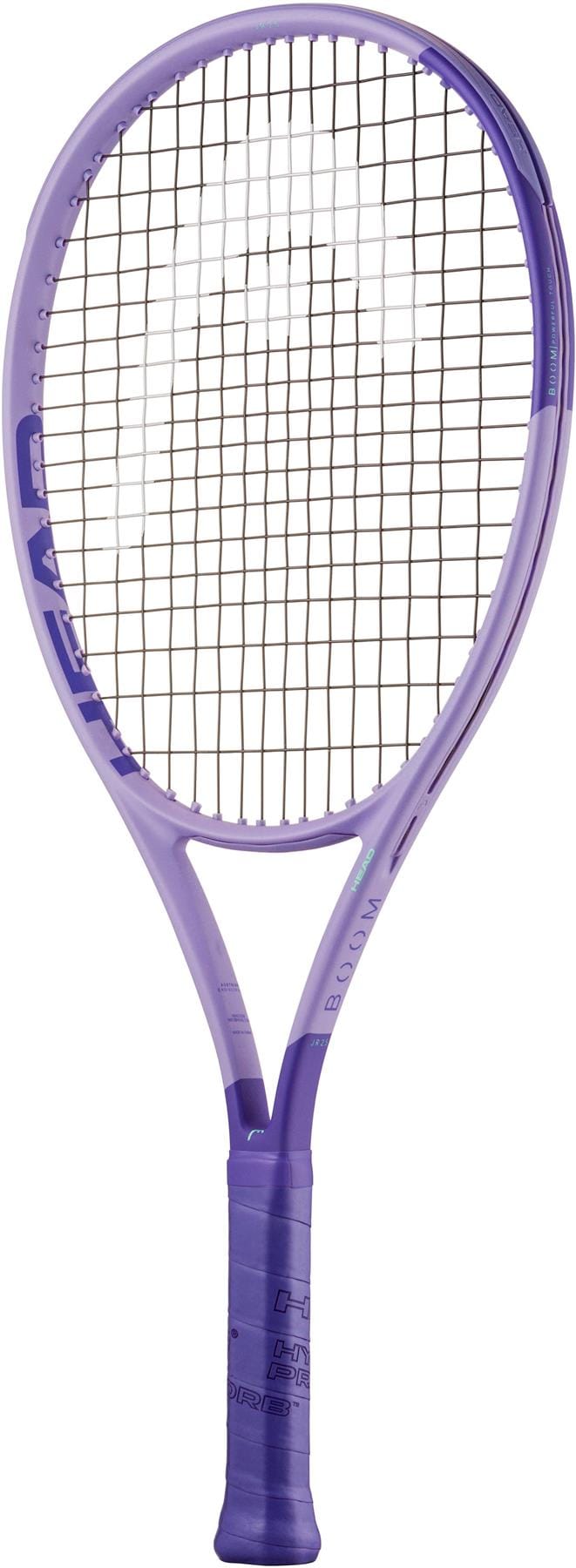A HEAD Boom Jr 25 Alternate 2026 Junior Tennis Racket in purple, featuring a black string pattern and wrapped grip, is displayed against a white background.