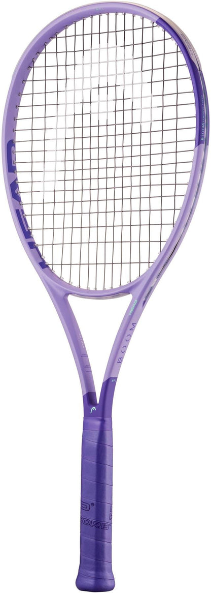The HEAD Boom MP L Alternate 2026 Tennis Racket features a powerful touch, showcasing a purple frame with black grip and strings, and is displayed against a plain white background.