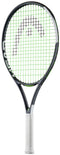 The HEAD IG Speed Junior 25 2026 Tennis Racket by HEAD is a black and white kids’ racket with green and black strings, shown on a white background. Made from lightweight graphite composite, it features a white grip wrap.