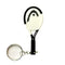 The HEAD Speed Tennis Racket Keyring, by HEAD, is shaped like a white and black tennis racket with "SPEED" on the handle. It comes attached to a metal key ring and is displayed on a plain white background.