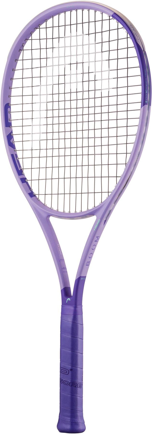 The HEAD Boom MP UL Alternate 2026 Tennis Racket by HEAD features a purple frame, black grip, and white strings. This lightweight racket is photographed against a white background.