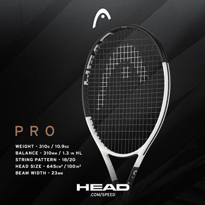 HEAD Speed Pro 2024 Tennis Racket - White / Black (Frame Only) - Specs