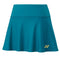 The Yonex 26120EX Women's Tennis Skort in Blue Green boasts a sleek design with a wide waistband and features a small yellow logo on the lower right. Ideal for sports activities, it incorporates VeryCool technology to reduce UV exposure, offering both comfort and protection during play.
