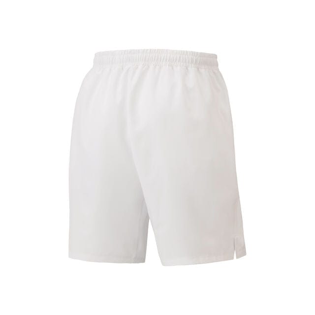 Introducing the Yonex 15131 Men's Shorts - White, crafted by Yonex. These shorts feature an elastic waistband and lightweight fabric to ensure maximum comfort. Perfect for both sports and casual occasions, they utilize VERY COOL technology to keep you cool during high-intensity activities.