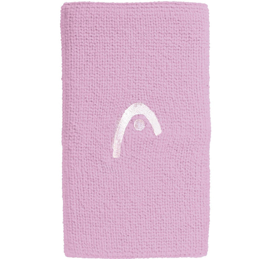 The HEAD 5" Tennis Wristband in pink features the iconic white HEAD logo embroidered at the center—ideal as a stylish sports or tennis accessory.