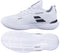 The Babolat SFX EVO All Court Men's Tennis Shoes in Illusion Blue/Black feature a textured sole for grip, subtle stitching, and a modern design ideal for precise tennis footwork. Shown from side and bottom; brand: Babolat.