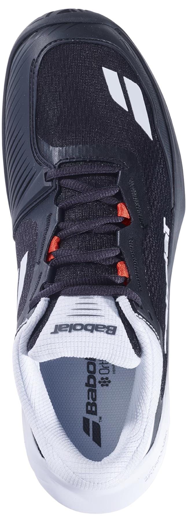 The Babolat SFX 4 All Court Men's Tennis Shoes in Black/Illusion Blue offer a breathable mesh upper, cushioned interior for comfort, and Babolat branding on the tongue and side.