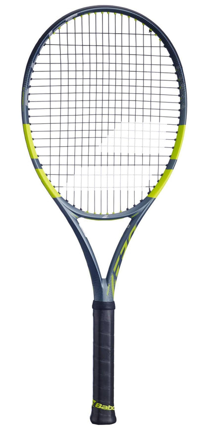 The Babolat Pure Aero 2026 Tennis Racket features a black handle and is designed for optimal spin, reflecting Babolat's performance heritage.