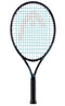 The HEAD IG Gravity Junior 26 2023 Tennis Racket - Black showcases a sleek black frame made from graphite composite, with eye-catching blue and white strings. Its handle is equipped with a comfortable black grip, while INNEGRA technology takes performance to the next level. The design is topped off with the HEAD logo beautifully displayed on the strings.
