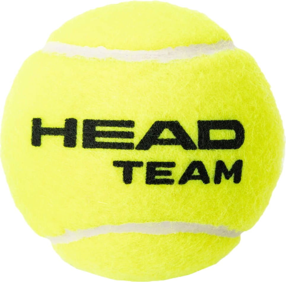 HEAD Team Tennis Balls - 4 Ball Tube by HEAD feature a bright yellow design with white curved lines and bold "HEAD TEAM" lettering; ITF approved for durability and consistent performance.