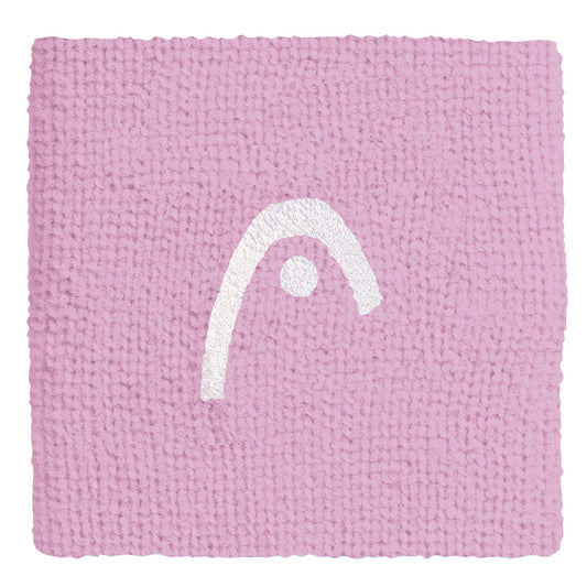 The HEAD 2.5" Tennis Wristband in pink features a textured design with a white minimalist HEAD logo, ideal as a stylish wristband or sweatband for comfortable, on-the-go use.
