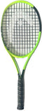 A green and black HEAD Extreme MP 2026 Mini Replica Tennis Racket featuring tightly woven black strings and a black grip, displayed against a white background.