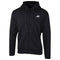 The Yonex YHD8000 Unisex Tennis Hoodie in black is designed with a drawstring hood and a small white logo on the chest. It features side pockets, ribbed cuffs, and hem for comfort and UV protection.