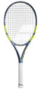 The Babolat Pure Aero Lite 2026 Tennis Racket is a lightweight, spin-friendly racket featuring a blue and yellow frame, black strings, white grip, and "Babolat" branding on the handle.