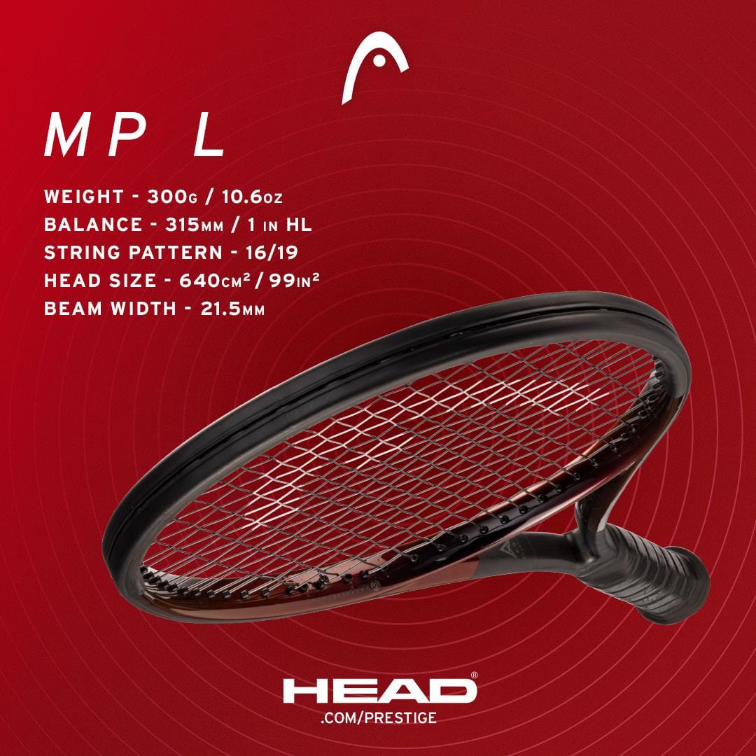 HEAD Prestige MP L 2023 Tennis Racket - Black — Tennis HQ