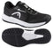 The HEAD Revolt Court 5.0 Men’s Tennis Shoes in Black/White by HEAD are shown from side and bottom views, featuring textured soles and logo details—ideal comfortable tennis shoes for your next match.