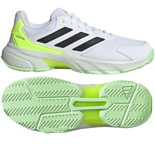 ADIDAS Courtjam Control 3 Mens Tennis Shoes - White / Lucid Lemon