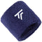 The Tecnifibre 2026 Tennis Wristband Sweatband 2 Pack - Marine features navy blue terry cloth with a white embroidered geometric logo, designed by Tecnifibre for excellent shock absorption on the court.