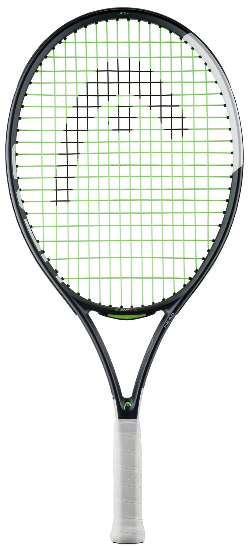 The HEAD IG Speed Junior 24 2026 Tennis Racket is a lightweight graphite kids’ racket with a black and green frame, white grip, and green strings featuring the HEAD logo—a perfect choice for young players.